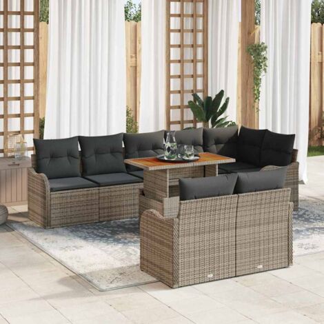 Garten-Sofa-Set mit Kissen 9 pcs Grau vidaXL