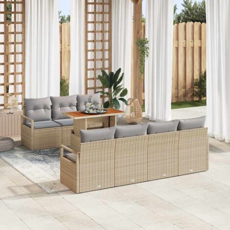 Garten-Sofa-Set mit Kissen mit Kissen 8 pcs Beige und Grau vidaXL