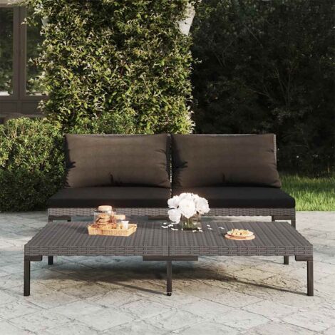 Garten-Sofas 2 Stk. mit Kissen Halbrunder Geflecht