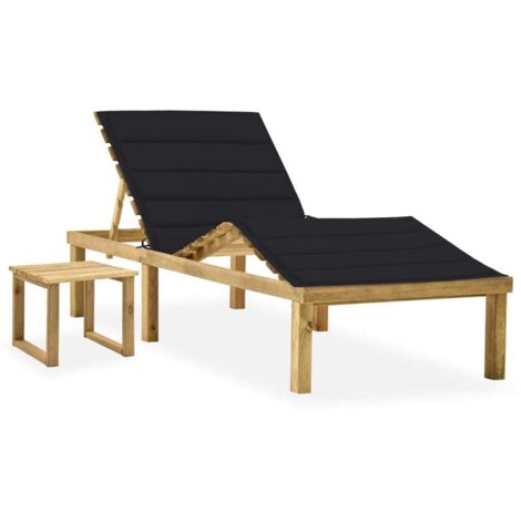Garten-Sonnenliege mit Tisch und Auflage Kiefer Imprägniert