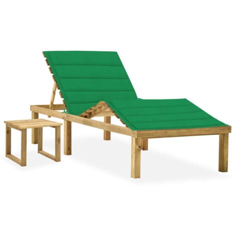Garten-Sonnenliege mit Tisch und Auflage Kiefer Imprägniert
