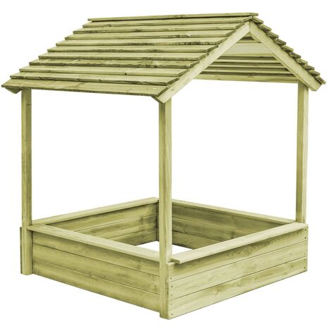 Garten Spielhaus Mit Sandkasten 128 120 145 Cm Kiefernholz