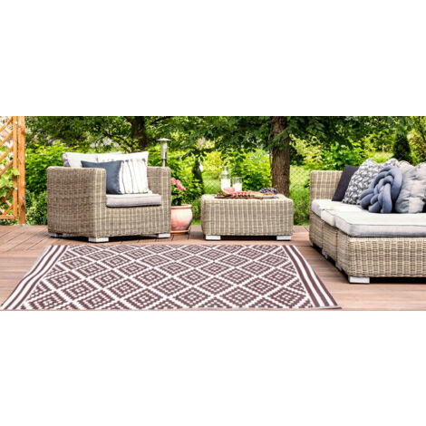 Garten Teppich Kunststoffteppich Austin braun 150x240cm Terrasse Balkon von Jet-Line