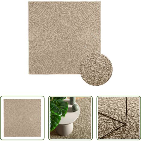 Garten Teppich -  Teppich ZIZUR Beige 120x120 cm Jute-Optik Indoor und Outdoor