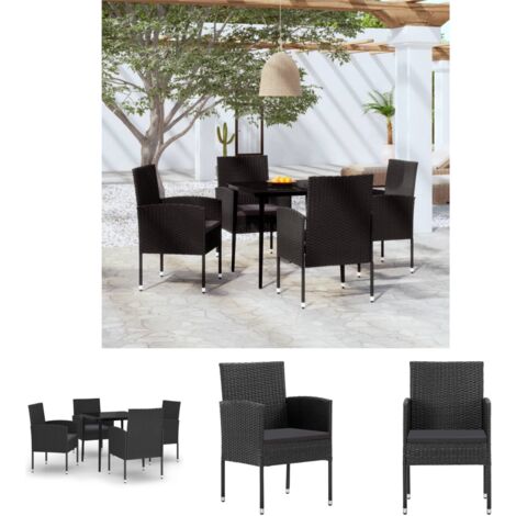 Garten-Tisch - vidaXL 5-tlg. Garten-Essgruppe Schwarz - Garten-Set