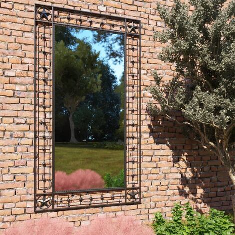 Garten-Wandspiegel Rechteckig 60×110 cm Schwarz