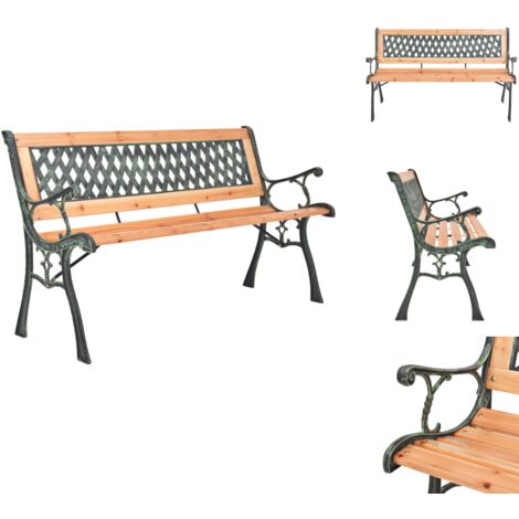 Gartenbänke - Living Gartenbank 116 cm Gusseisen und Massivholz Tanne