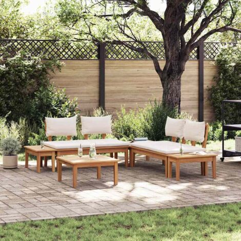Gartenbänke Set mit Kissen mit Speicher 3 pcs Braun und Creme vidaXL