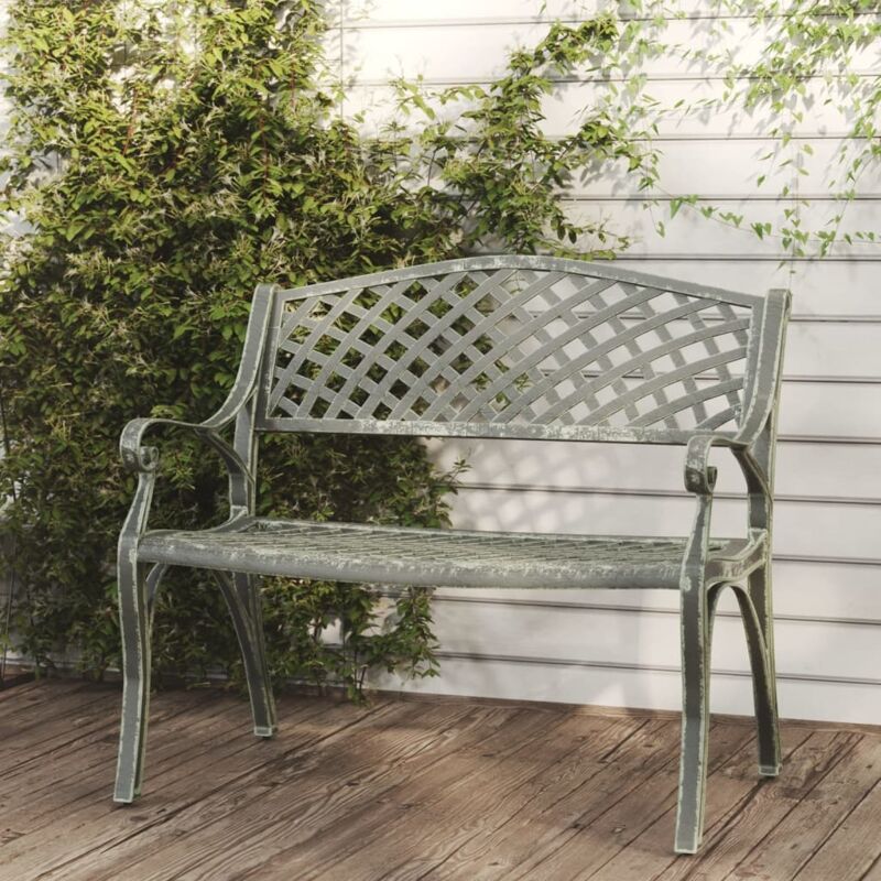 Vidaxl - Gartenbank 102 Cm Aluminiumguss Grün