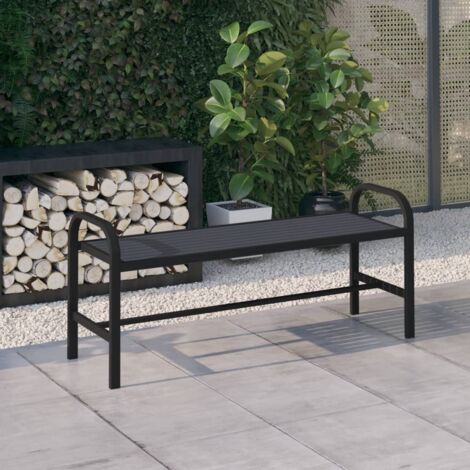 Gartenbank 124,5 cm Stahl und WPC Schwarz vidaXL