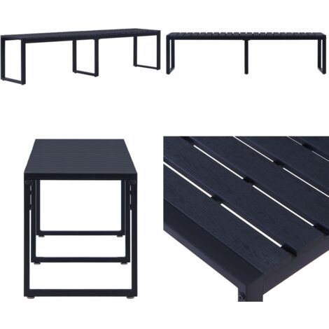 Gartenbank 180 cm PS-Platte Schwarz - Gartenzitmöbel - Gartenbank - Sitzgelegenheit - Außengarten - Balkonmöbeln - Home & Living