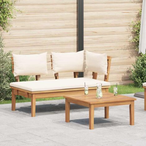 Gartenbank 2 pcs Braun Massivholz Teak vidaXL