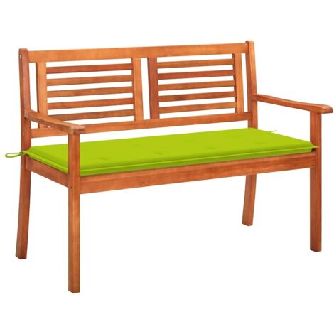 Gartenbank 2 Plätze mit Kissen 120 cm Eukalyptus Holz