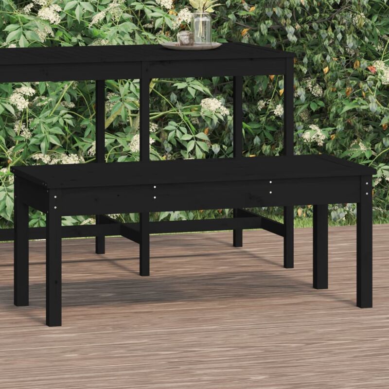 Vidaxl - Gartenbank Schwarz 109x44x45 Cm Massivholz Kiefer