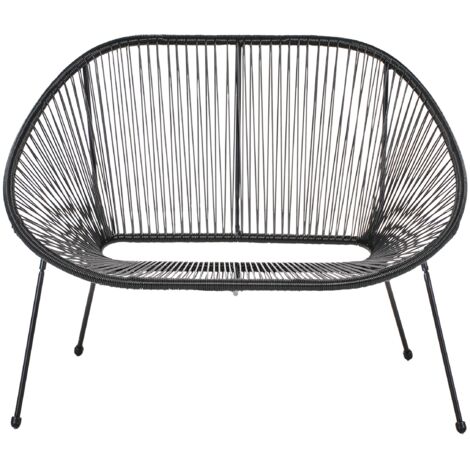 Gartenbank ACAPULCO II 113 cm Polyrattan Schwarz