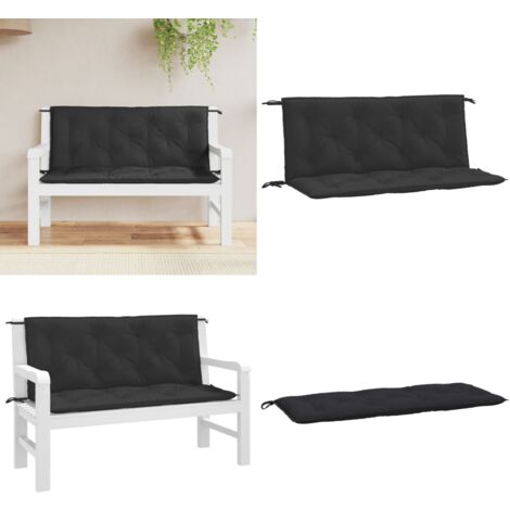 Gartenbank-Auflagen 2 Stk. Schwarz 120x50x7 cm Oxford-Gewebe - Sitzkissen - Gartenkissen - Outdoorkissen - Balkonkissen - Terrasse - Home & Living