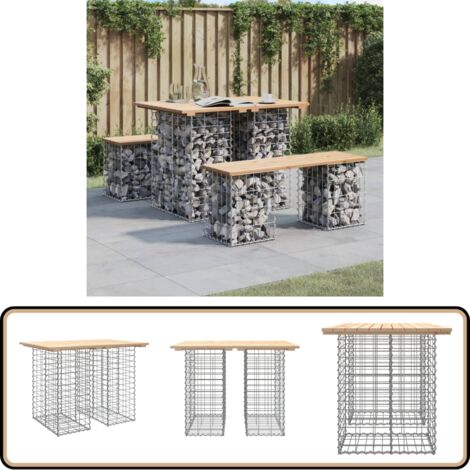 Gartenbank aus Gabionen 100x70x72 cm Massivholz Kiefer - Gartenzubehör - Gartenbank - Holzbank - Kiefernholz - Gabione