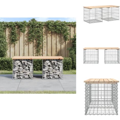 Gartenbank aus Gabionen 103x44x42 cm Massivholz Kiefer - Gartenbank - Holzbank - Kiefernholz - Gabione - Gartenmöbeln