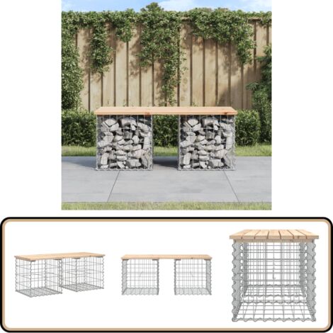 Gartenbank aus Gabionen 103x44x42 cm Massivholz Kiefer - Gartenbank - Holzbank - Kiefernholz - Gabione - Gartenmöbeln
