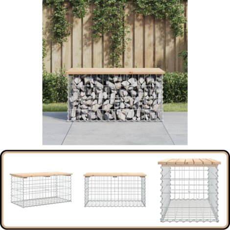 Gartenbank aus Gabionen 83x44x42 cm Massivholz Kiefer - Gartenbank - Holzbank - Kiefernholz - Gabione - Balkonmöbeln