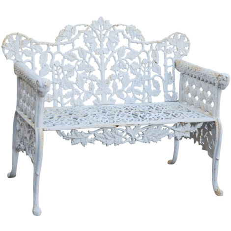 Gartenbank aus Gusseisen, 110x56x86 cm Outdoor-Sofa Liberty-Bank mit Armlehnen 2-Sitzer-Stuhl Eisenbank Terrassensofa
