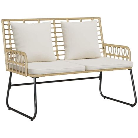 Gartenbank Braun und Creme Poly-Rattan, Stahl vidaXL