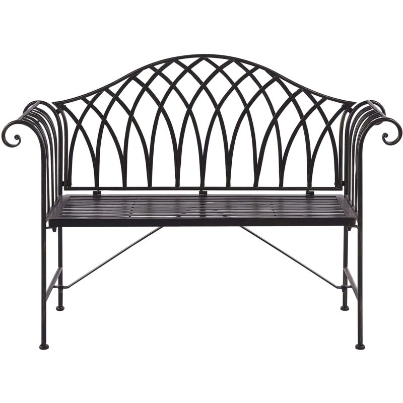 Beliani - Gartenbank Metall Schwarz Breite 130 Cm Für Terrasse Für Garten Für Balkon