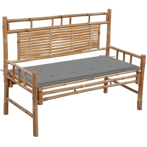 Gartenbank mit Auflage 120 cm Bambus