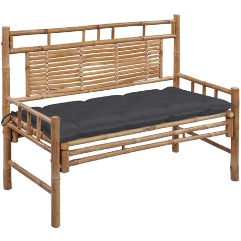 Gartenbank mit Auflage 120 cm Bambus