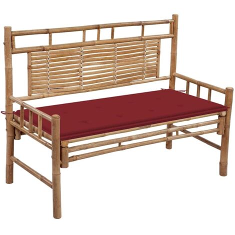 Gartenbank mit Auflage 120 cm Bambus