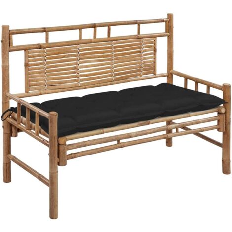 Gartenbank mit Auflage 120 cm Bambus