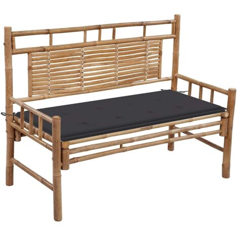 Gartenbank mit Auflage 120 cm Bambus
