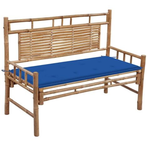 Gartenbank mit Auflage 120 cm Bambus