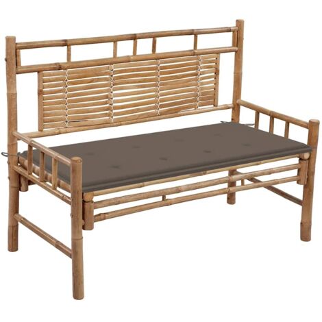 Gartenbank mit Auflage 120 cm Bambus