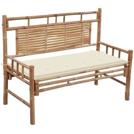Gartenbank mit Auflage 120 cm Bambus vidaXL