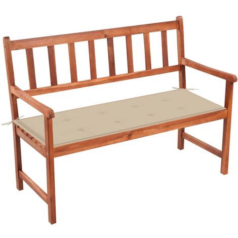 Gartenbank mit Auflage 120 cm Massivholz Akazie