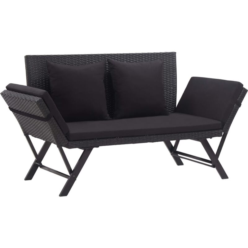 Vidaxl Gartenbank Mit Auflagen 176 Cm Schwarz Poly Rattan