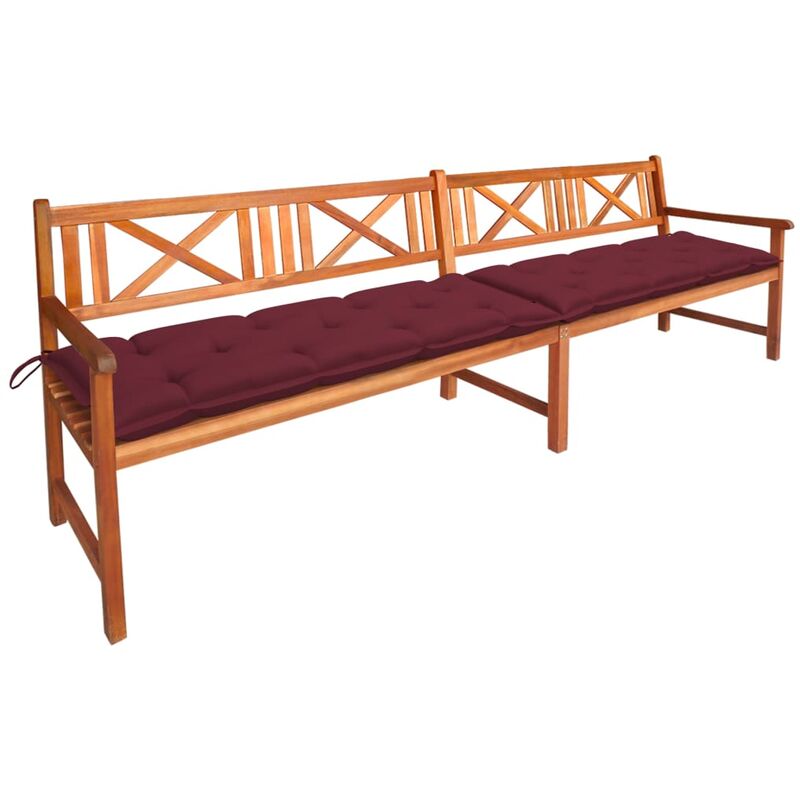 vidaXL Gartenbank mit Auflagen 240 cm Massivholz Akazie - Rot