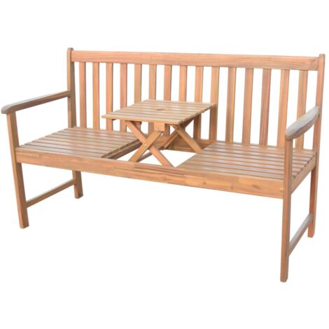 Gartenbank mit integriertem Tisch 2-Sitzer 3-Sitzer Holzbank Sitzbank Parkbank Bank Gartenmöbel Akazienholz