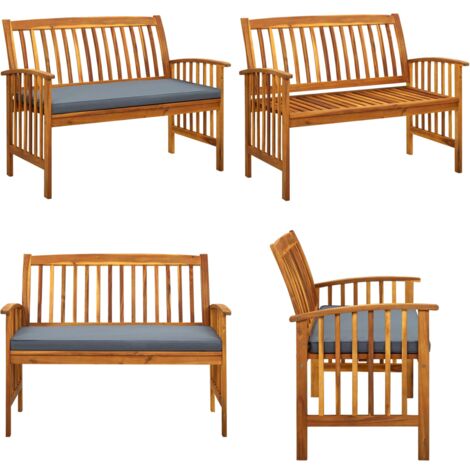 Gartenbank mit Kissen 119 cm Massivholz Akazie - Gartenbank - Holzbank - Akazienholz - Outdoor Möbel - Gartenmöbeln - Home & Living