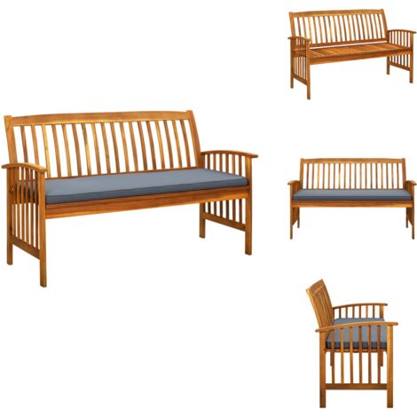 Gartenbank mit Kissen 147 cm Massivholz Akazie - Gartenbank - Holzbank - Akazienholz - Gartenmöbel - Outdoor Möbel
