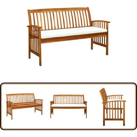 Gartenbank mit Kissen 147 cm Massivholz Akazie - Gartenbank - Holzbank - Akazienholz - Gartenmöbeln - Outdoor Möbel