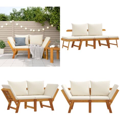Gartenbank mit Kissen 2-in-1 Massivholz Akazie - Gartensessel - Gartenbank - Holzbank - Akaziengartenmöbel - Balkonmöbel - Home & Living