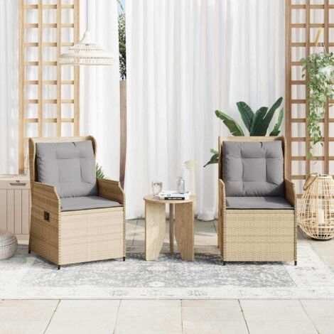 Gartenbank mit Kissen 2 pcs Beige Poly Rattan vidaXL