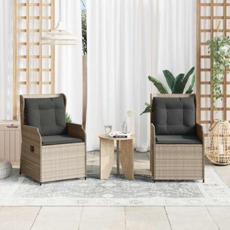 Gartenbank mit Kissen 2 pcs Hellgrau Poly Rattan vidaXL