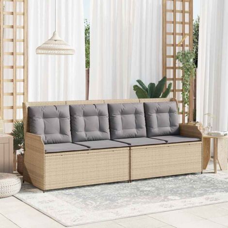 Gartenbank mit Kissen Beige Poly Rattan vidaXL