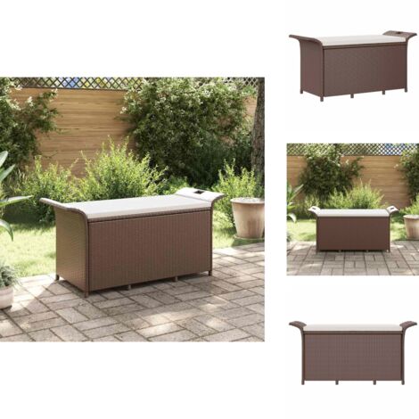 Gartenbank mit Kissen Braun 116x46x57 cm Poly Rattan - Gartenbank - Outdoor Bank - Rattan Möbel - Gartenmöbeln - Balkonmöbel