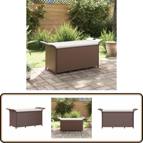 Gartenbank mit Kissen Braun 116x46x57 cm Poly Rattan - Gartenbank - Outdoor Bank - Rattan Möbel - Gartenmöbeln - Balkonmöbel