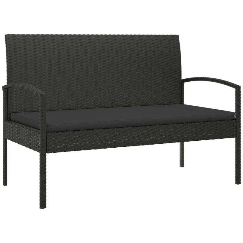 Vidaxl Gartenbank Mit Kissen Schwarz 105 Cm Poly Rattan