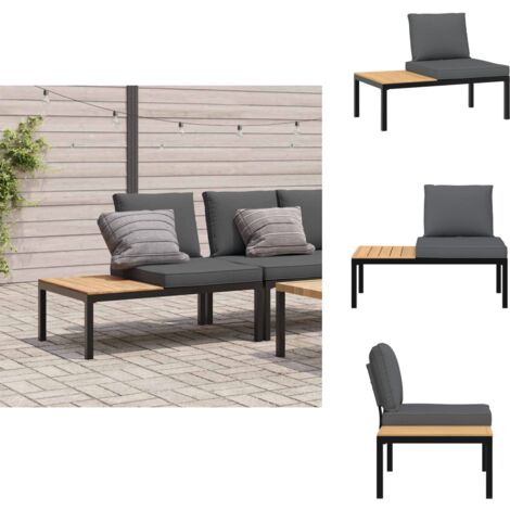 Gartenbank mit Kissen Schwarz Aluminium - Gartenbank - Alu-Gartenbank - Gartenmöbeln - Balkonmöbel - Terrassenmöbel